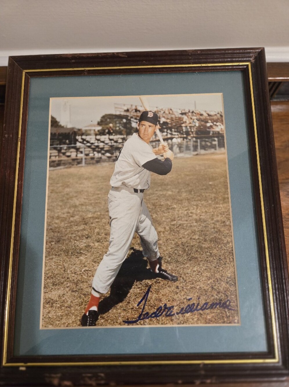 Framed Boston Red Sox Ted Williams Autographed Photo W Coa